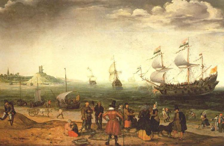 Adam Willaerts The painting Coastal Landscape with Ships by the Dutch painter Adam Willaerts Norge oil painting art